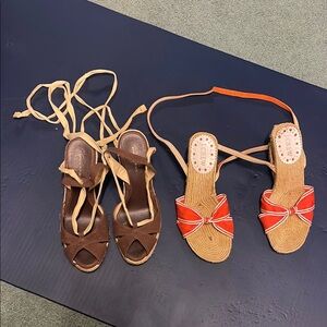 J. Crew Brown and Orange Espadrille Shoes